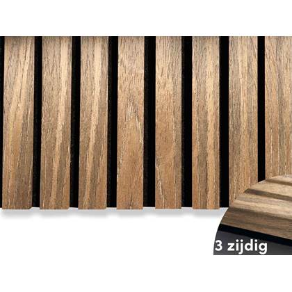 Adeqo Akupanel - Akoestische panelen - Bruin Eiken 270 x 60 cm - 3 zijdig