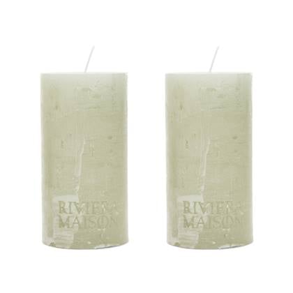 Riviera Maison Stompkaarsen, Groen - Pillar Padded - 2 stuks