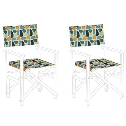 Beliani-CINE-Ligstoel doek set van 2-Multicolor Geometrisch-Polyester