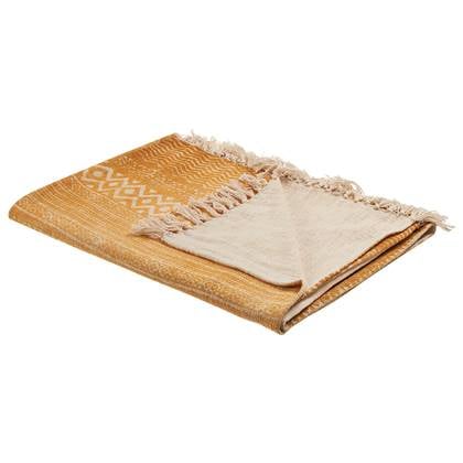 Beliani - FIROZABAD - Plaid - Mosterd - 130 x 180 cm - Katoen Geel