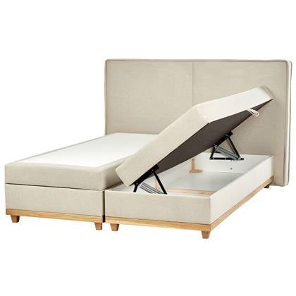 Beliani - DYNASTY - Boxspringbed - Beige - 180 x 200 cm - Polyester