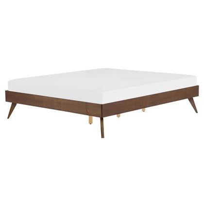 Beliani-BERRIC -Tweepersoonsbed-Donkere houtkleur-160 x 200 cm-MDF