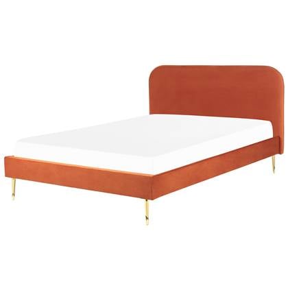 Beliani - FLAYAT - Tweepersoonsbed - Oranje - 180 x 200 cm - Fluweel