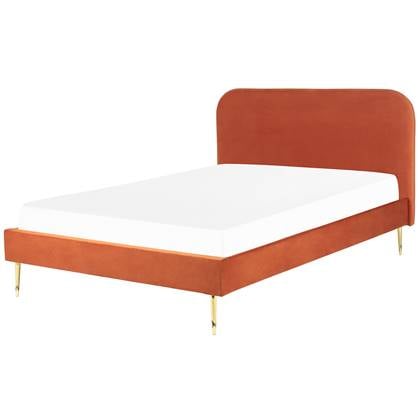 Beliani - FLAYAT - Tweepersoonsbed - Oranje - 140 x 200 cm - Fluweel