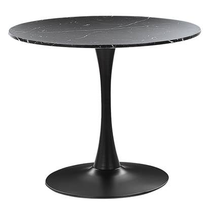 Beliani - BOCA - Ronde eettafel - Zwart|Marmer - 90 cm - MDF