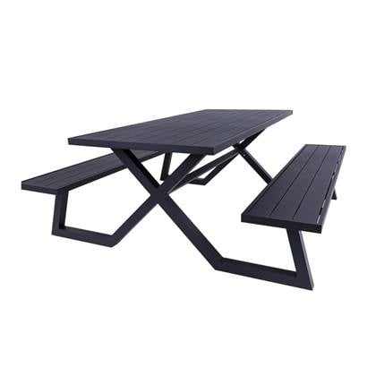 MaximaVida Dex 200 cm zwarte aluminium picknicktafel
