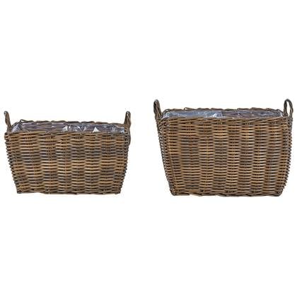 Beliani - ORMOS - Plantenbak set van 3 - Bruin - PE rotan