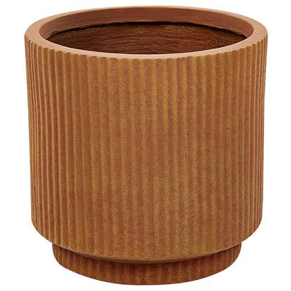 Beliani - DARIA - Bloempot - 24x24x24 cm - Goud - Kleivezels Bruin