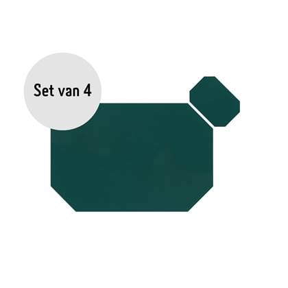 Krumble Placemat achthoekig + onderzetter PU Leder Groen Set van 4