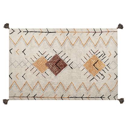 Beliani - BOLAY - Laagpolig vloerkleed - Beige - 160 x 230 cm - Katoen