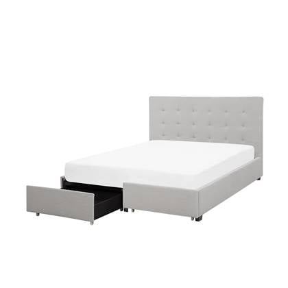 Beliani-ROCHELLE-Tweepersoonsbed-Zwart-160 x 200 cm-Polyester