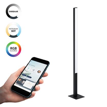 EGLO connect.z Simolaris-Z Smart Vloerlamp - 161,5 cm - Zwart|Wit