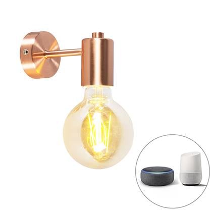 QAZQA Smart Art Deco wandlamp incl. G95 WiFi lichtbron - Facil Koper