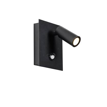 QAZQA Buiten wandlamp zwart incl. LED IP54 bewegingssensor - Simon afbeelding
