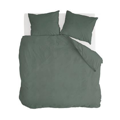 Walra Vintage Cotton dekbedovertrek 2-persoons (200x200-220 cm + 2 slopen) Katoen Donker Groen