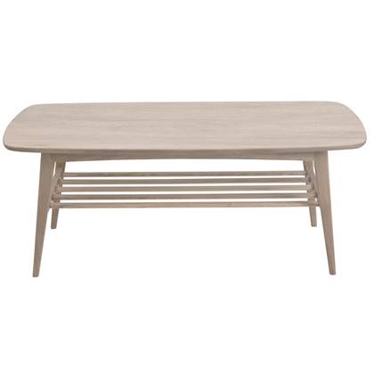 Hioshop Woma salontafel met 1 plank in massief|gefineerd eiken, wit