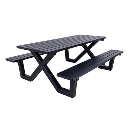 MaximaVida picknicktafel New York 200 cm blackwash - metalen onderstel