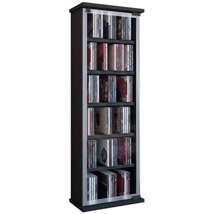 Hioshop Classic wandkast , CD-toren 6 planken zwart.