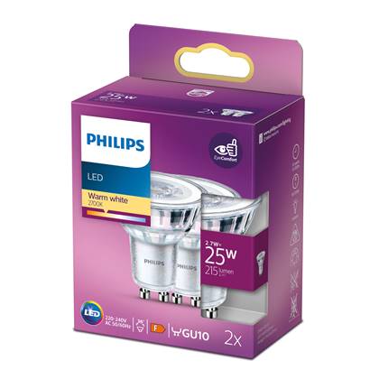 Energiezuinige Philips LED Spot - 25 W - GU10 - warmwit licht - 2 stuks - Bespaar op energiekosten