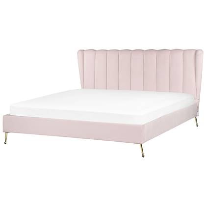 Beliani - MIRIBEL - Tweepersoonsbed - Roze - 180x200 - Fluweel