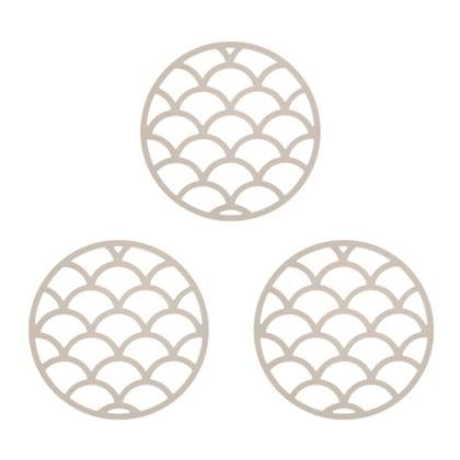 Krumble Pannenonderzetter met schubben patroon - Beige - Set van 3