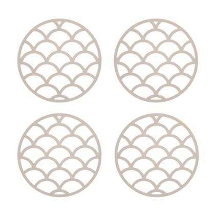 Krumble Pannenonderzetter met schubben patroon - Beige - Set van 4