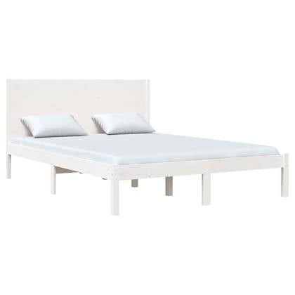 vidaXL Bedframe massief hout wit 135x190 cm