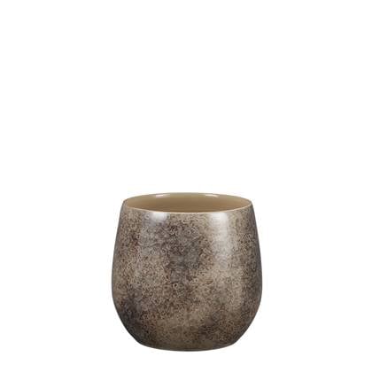 Mica Decorations oliver ronde pot bruin maat in cm: 22 x 24
