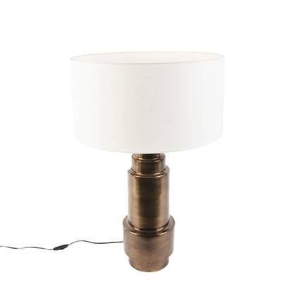QAZQA Art deco tafellamp met kap wit 50 cm - Bruut