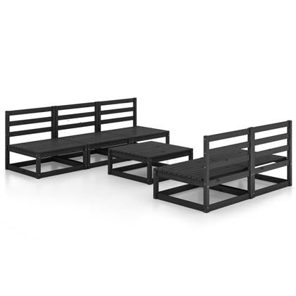 vidaXL-6-delige-Loungeset-massief-grenenhout-zwart