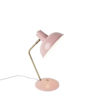 QAZQA Retro tafellamp met brons - Milou Roze