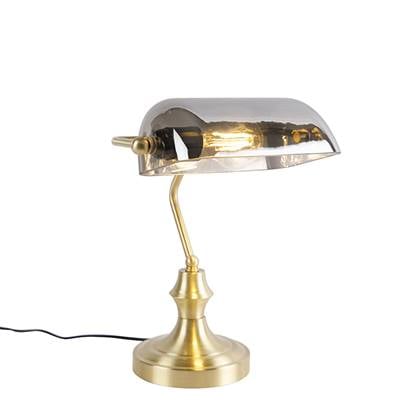 QAZQA Tafellamp banker Goud-messing Klassiek-Antiek L 265mm