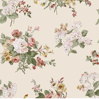Laura Ashley Rosemore Behang - Bloemen - 10mx52cm - Beige