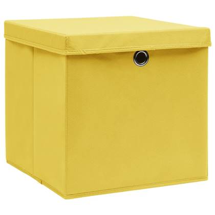 vidaXL Opbergboxen met deksels 4 st 28x28x28 cm geel