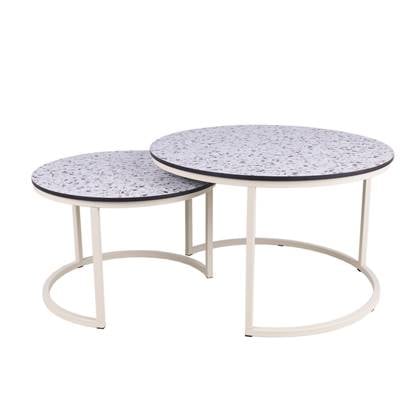 MaximaVida ronde salontafel set Lucca XL 75 en 58 cm ivoor – HPL terrazzo look