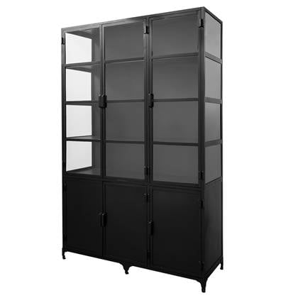 Giga Meubel - Vitrinekast Lott Zwart - Metaal|Glas
