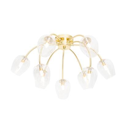 QAZQA Klassieke plafondlamp goud met glas 9-lichts - Elien