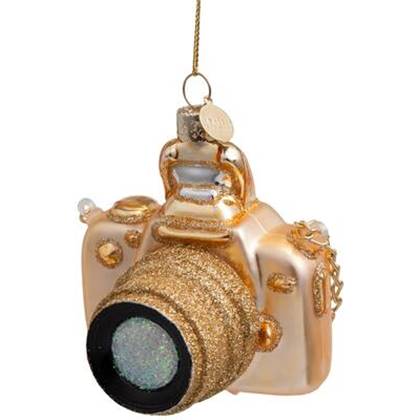 Vondels Ornament glass gold camera H9cm