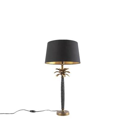 QAZQA Art Deco tafellamp brons met zwarte kap 35 cm - Areka