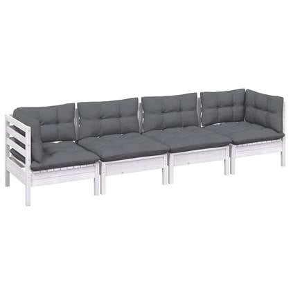 vidaXL 4-delige Loungeset met kussens massief grenenhout