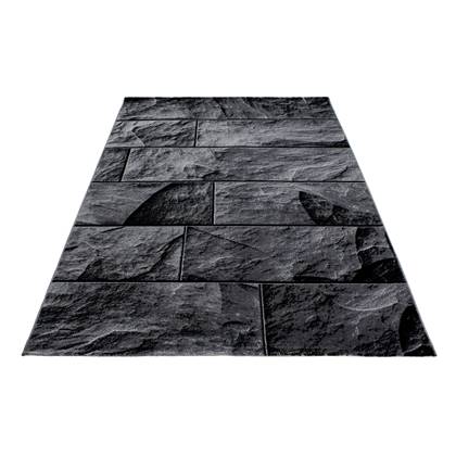 Modern laagpolig vloerkleed Parma - zwart 9250 - 80x300 cm