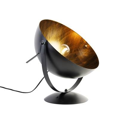 QAZQA Industriële tafellamp zwart met goud verstelbaar - Magna