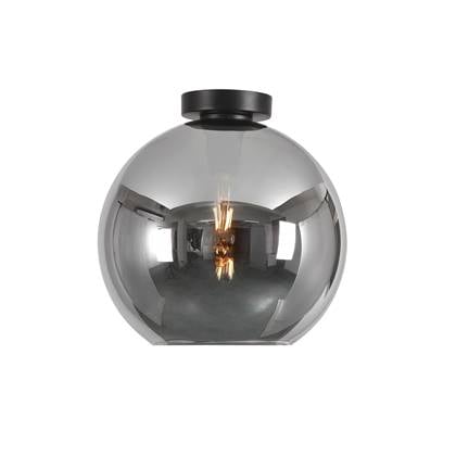 Artdelight Plafondlamp Marino Zwart & Smoke Glas 30cm Zilver, Zwart