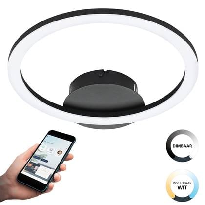 EGLO connect.z Parrapos-Z Smart Plafondlamp - 34 cm - Zwart|Wit Zwart, Wit