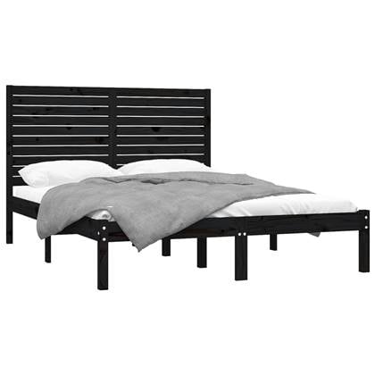 vidaXL Bedframe massief hout zwart 150x200 cm