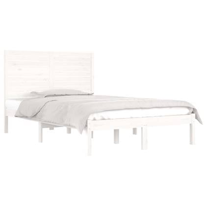 vidaXL Bedframe massief hout wit 120x190 cm 4FT Small Double