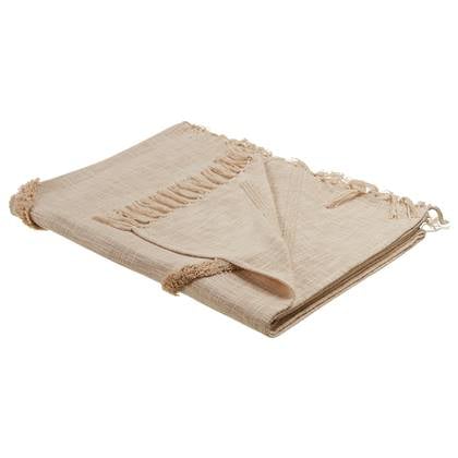 Beliani - JAUNPUR - Plaid - Licht - 130 x 180 cm - Katoen Beige