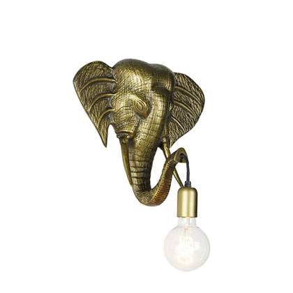 QAZQA Vintage wandlamp - Animal Elefant Goud