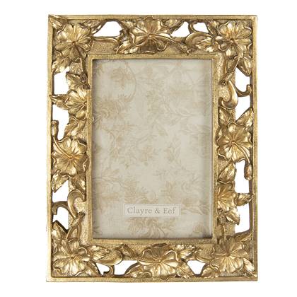 Clayre & Eef Fotolijst 10x15 cm Goudkleurig Kunststof Bloemen