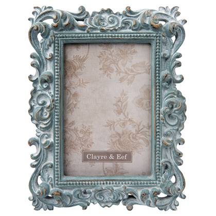 Clayre & Eef Fotolijst 10x15 cm Turquoise Kunststof Blauw